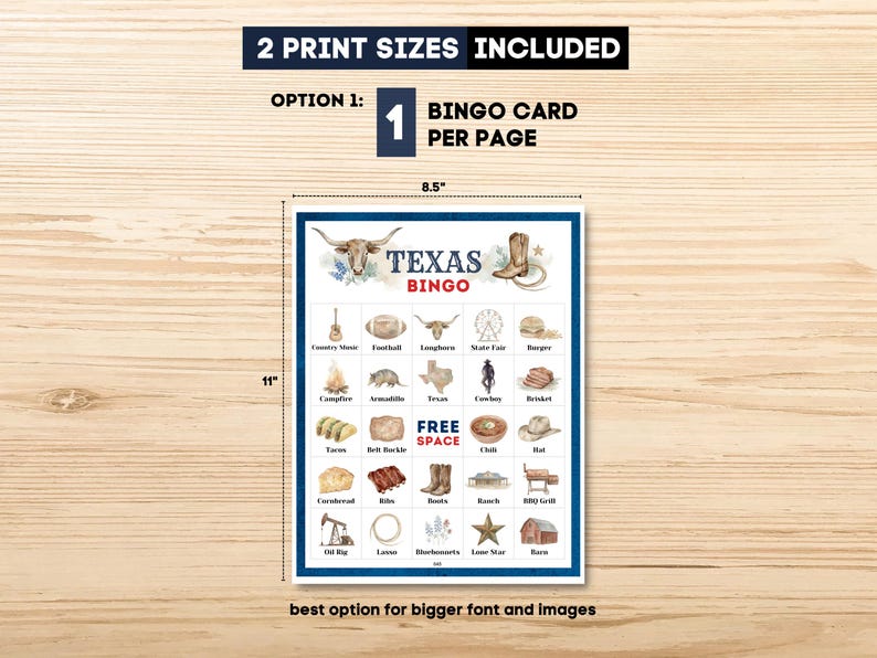 Texas Bingo • 60 Printable Cards • Western Party Game • Family BBQ ...