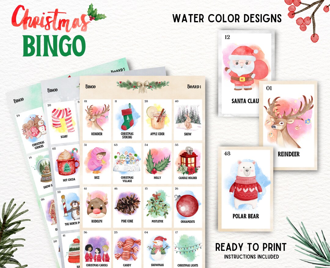 Christmas Bingo Set, 10 Printable Boards, Perfect for Christmas Family ...