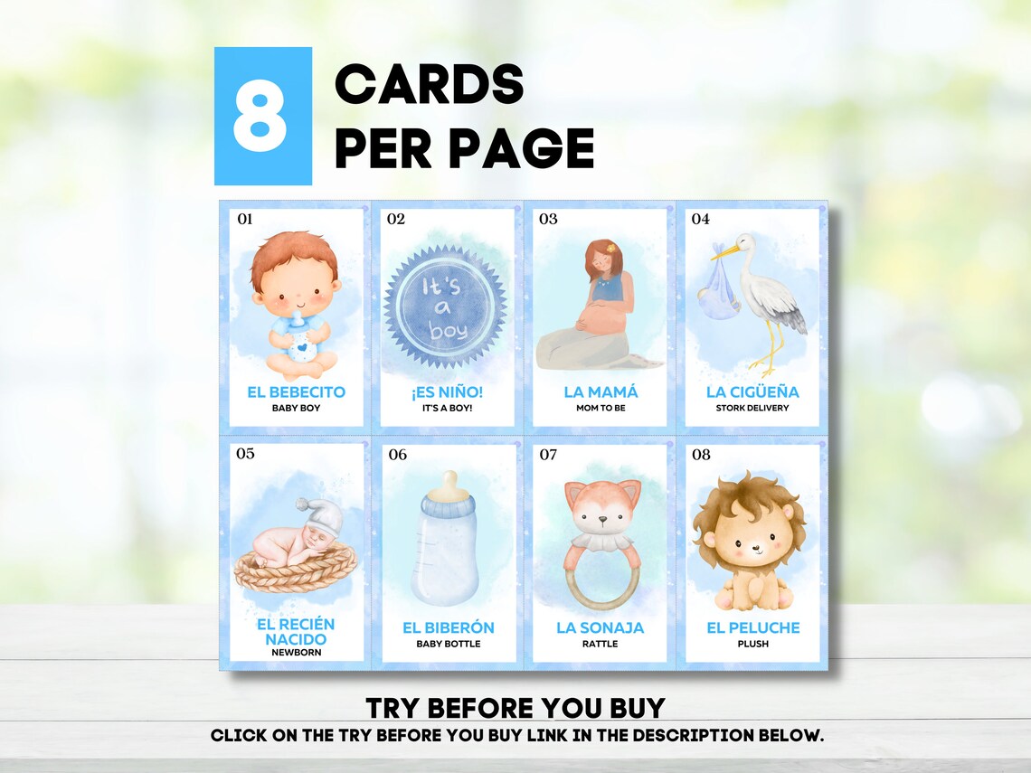 Boy Baby Shower Loteria, Loteria Baby Shower Niño, 40 Unique Boards ...