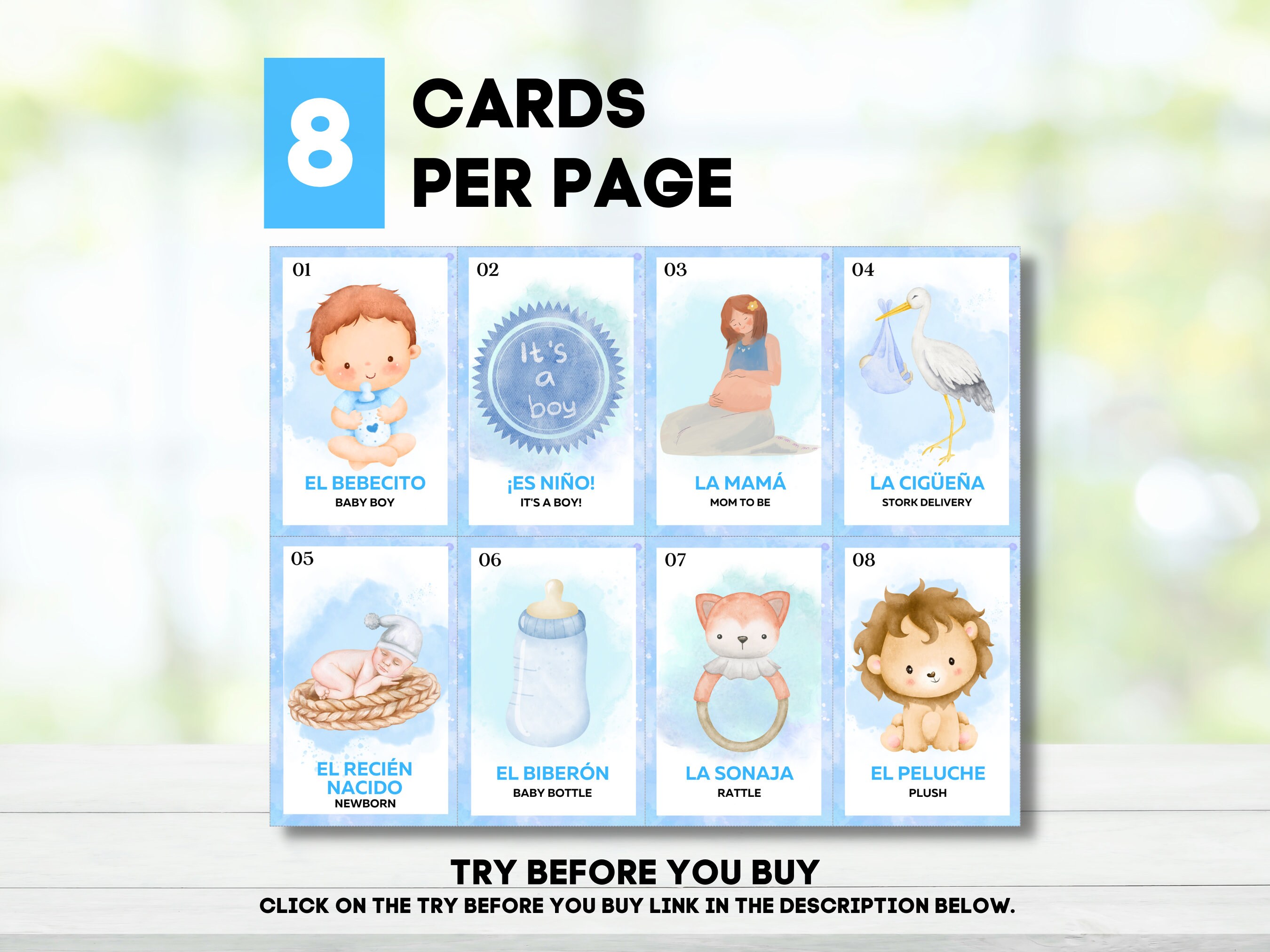 Boy Baby Shower Loteria, Loteria Baby Shower Niño, 40 Unique Boards ...