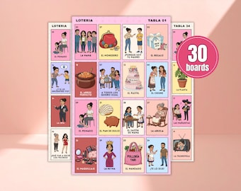 Mother's Day Latino Loteria, 30 Printable Boards, Mom's Birthday Bingo, Spanish Game For Mom