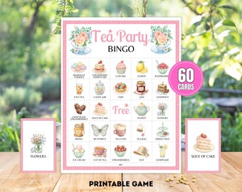 Tea Party Bingo • 60 Printable Cards • Bridal Shower Brunch Game • Garden Party Birthday Activity