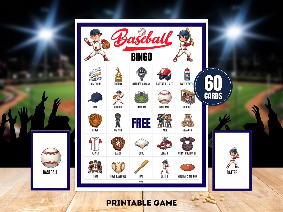 Baseball Bingo • 60 Printable Cards • Kids Baseball Game • Sports ...