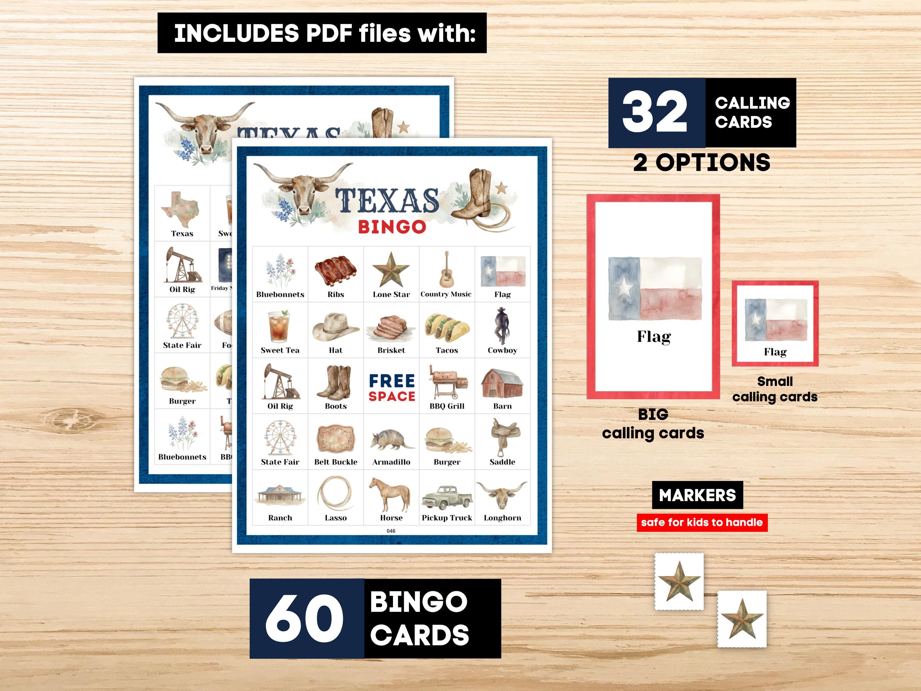 Texas Bingo • 60 Printable Cards • Western Party Game • Family BBQ ...
