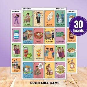 Bilingual Latino Culture Loteria, Hispanic Heritage Bingo Game, Multicultural Party Activity, 30 Boards