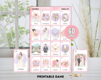 Brautparty Bingo Spiel • 60 druckbare Karten • Brautparty Loteria • Brautbrunch Aktivität
