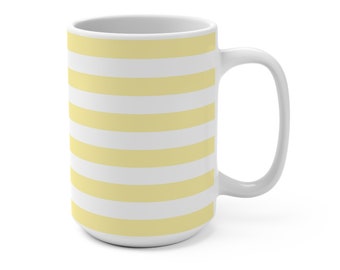 Striped Mug, Yellow striped mug, 15 oz ceramic mug, Mug Ceramic, Mug Gifts, Jumbo Mug, Yellow Mug, Large Ceramic Mug, Beach House Mug