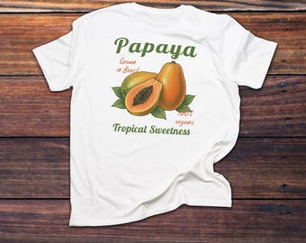Papaya Graphic Tee: Retro Fruit Shirt, Boho Style