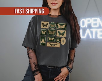 Koszulka z nadrukiem ćmy w stylu vintage | Retro Insect Design