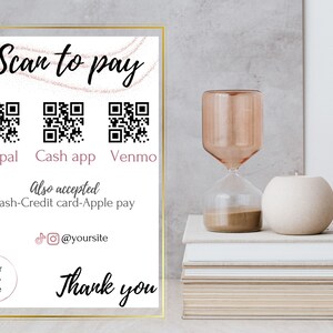 Scan to Pay Template, Editable QR Code Sign,  Scan and Pay Sign, Printable QR Code Sign, Pay Template, Paypal, QR Payment, Venmo Cash App