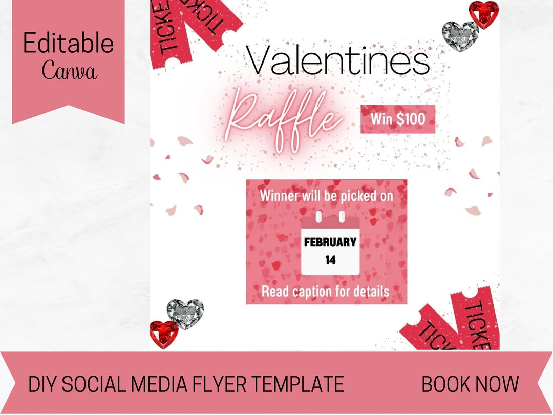 Valentines Day Flyer, Raffle Flyer, Valentines Day Giveaway Flyer ...