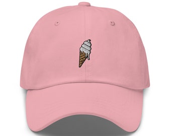 Ice Cream Cone Embroidered Dad Hat | Waffle Cone Baseball Cap | Birthday Gift | Ice Cream Lover Hat, Food Cap, Foodie Gift, Dessert Cap