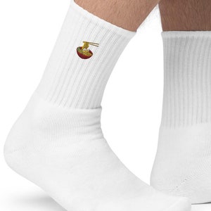 Ramen Bowl Embroidered Socks, Foodie Socks, Novelty Socks, Unique Gift, Fun Socks, Ramen Lover Gift, Cute Socks