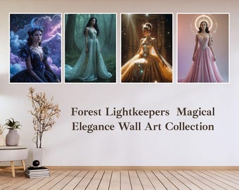 Moonlit Elegance – Fantasy Fashion Royal Gown Art Print (Set of 9)