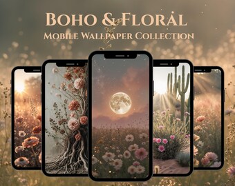 Boho & Floral – Mobile Wallpaper Collection (Set of 6)