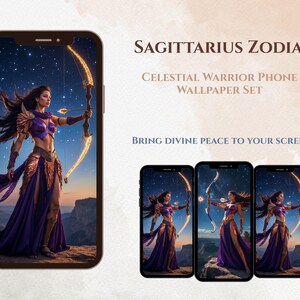 Sagittarius Zodiac – Celestial Warrior Phone Wallpaper Set