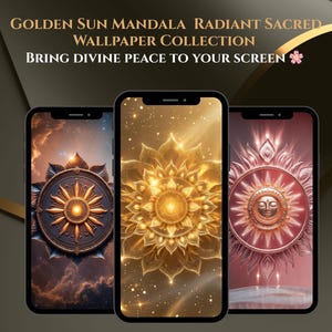 Mandala del Sole Dorato – Collezione di Carta da Parati Sacra e Radiante (Set di 6 Disegni per Cellulari)