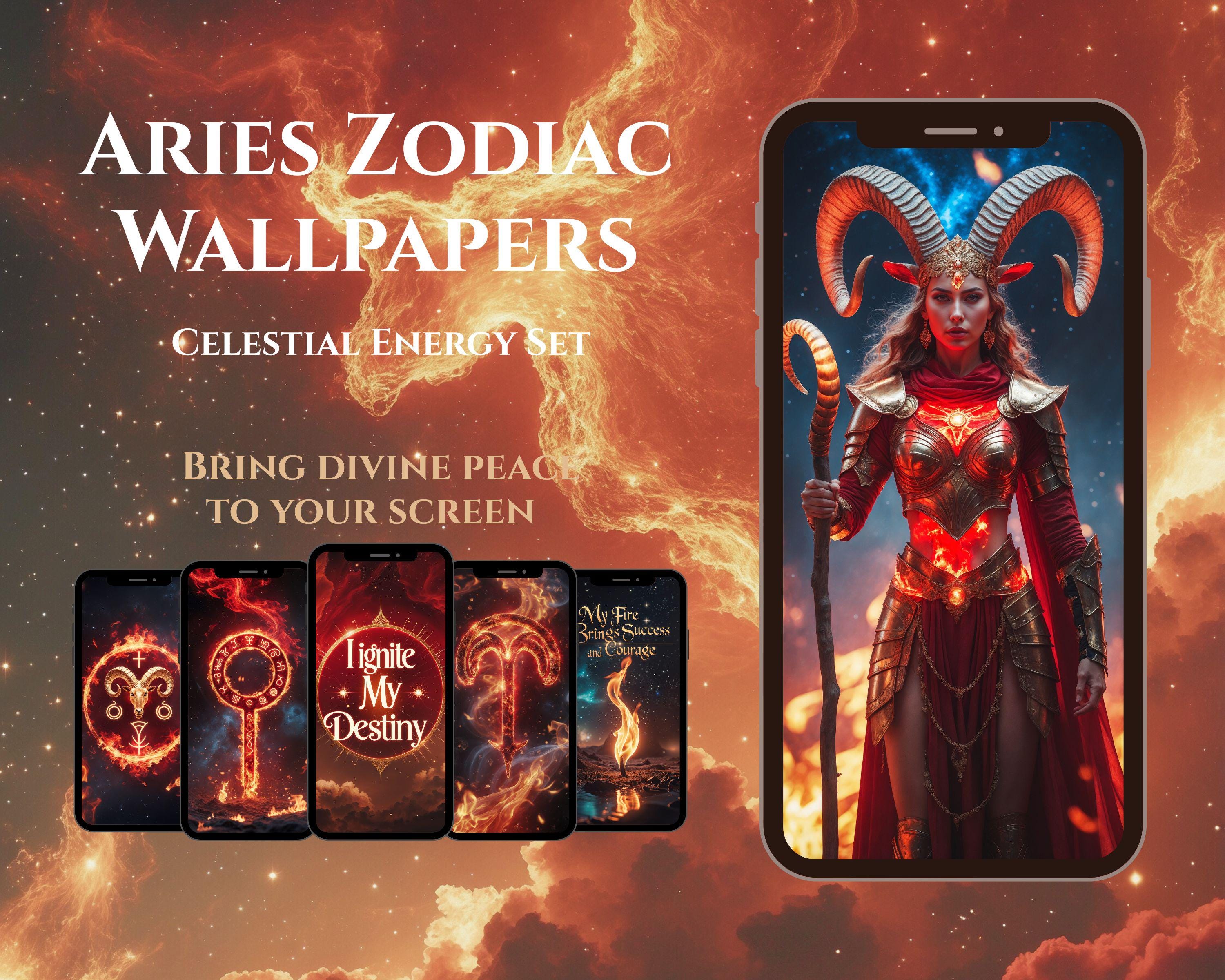 Aries Zodiac Wallpapers – Celestial Energy Set (6 Spiritual Mobile Wallpaper)
