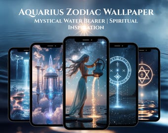 Aquarius Zodiac Wallpaper – Mystical Water Bearer Phone Backgrounds | Celestial Digital Art for Spiritual Inspiration