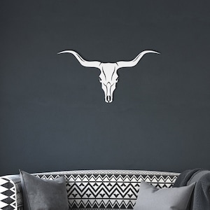 Texas Longhorn Skull Metal Cut Out Wall Decor For Western Rustic Boho Metal Wall Art Longhorn Metal Art Cowboy Home Decor Long Horn Decor