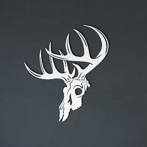 Whitetail Deer Skull Wildlife Metal Wall Art Cutout Deer Wall Decor for Hunting Cabin Or Lodge Animal Artwork Wall Sign Rustic Metal Sign