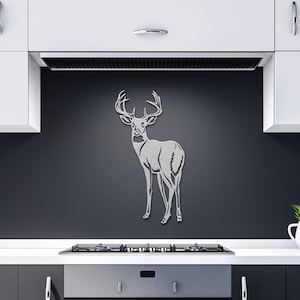 Whitetail Deer Standing Metal Cutout Wall Decor Art for Rustic Lodge or Hunting Cabin Big Buck Deer Steel Wildlife Art Big Game Artwork