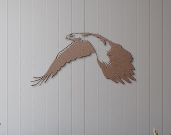 Hawk Flying Soaring Bird Wildlife Metal Wall Art Cutout Rustic Lodge or Cabin Decor