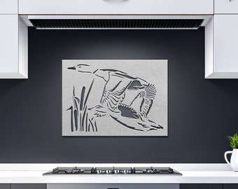 Two Duck Flying Metal Cutout Powder Coated Steel Panel Wall Artwork Waterfowl Metal Decor Fall Lake Hunting Outdoorsman Country Boy Decor