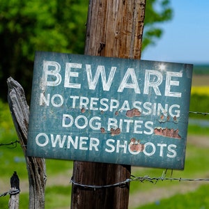 Beware No Trespassing Sign Vintage Antique Looking Metal Property Trespassing Sign, Keep Out Metal Sign, Acreage and Ranch Warning Signage
