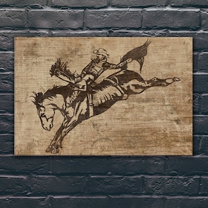 Bronc Rider Western Cowboy Wall Canvas Print