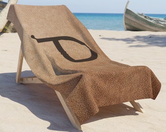 CUSTOM CATTLE BRAND Beach Towel Personalized With Family Livestock Ranch Branded Leather Looking Western Rustic Pool Accessories Gift Idea