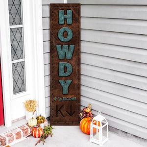Front Door Welcome Sign Western Themed CUSTOM CATTLE BRAND Outdoor Porch Rustic Howdy Entrance Sign Personalized Ranch Fall Door Decor Signs