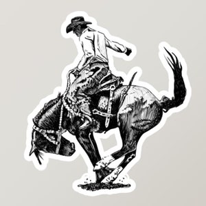Rodeo Vinile adesivo decalcomania Cowboy Bronc Rider Western Vintage adesivi Bronco Busting Drawn Country Western Decor
