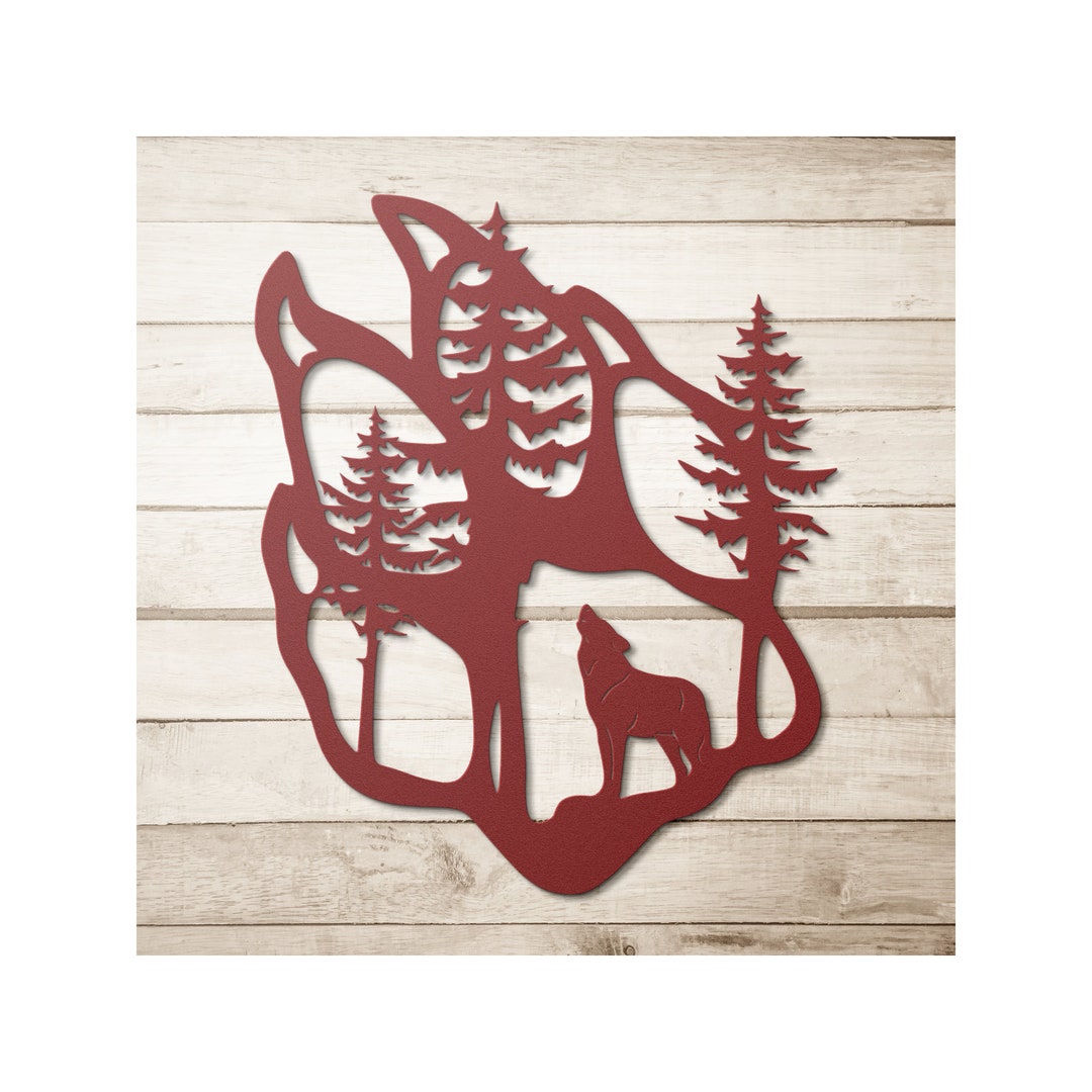 Coyote Howling in the Trees Metal Cutout Wall Hunters Art Home Decor ...