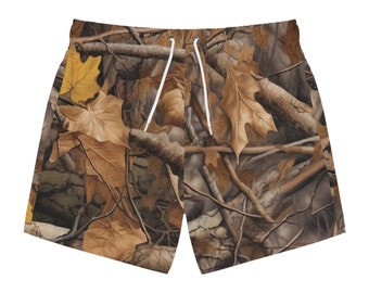 Camo Swim Trunks Pantalones cortos de natación de camuflaje para cazadores y hombres al aire libre Ropa de baño personalizada de color otoño Idea de regalo única