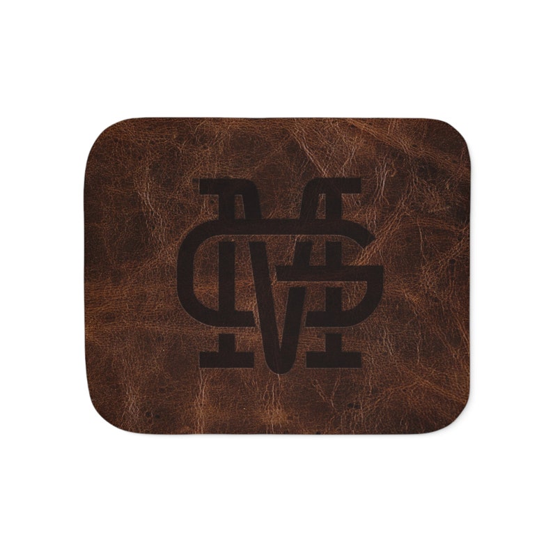 PERSONALIZED CATTLE BRAND Sherpa Blanket Boho Western Ranch Branding Iron Home Decor Livestock Producer Custom Designed Blanket image 5