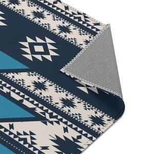 CUSTOM CATTLE BRAND Aztec Blue Pattern Indoor Western Ranch Boho Area ...