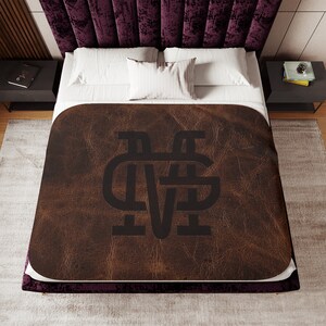 PERSONALIZED CATTLE BRAND Sherpa Blanket Boho Western Ranch Branding Iron Home Decor Livestock Producer Custom Designed Blanket image 2
