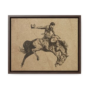 Vintage Rodeo Cowboy Bronc Rider Leinwand Rustikale Western-Wand-Dekor Premium Holz gerahmt Leinwand Cattle Ranch House Warming Geschenkidee