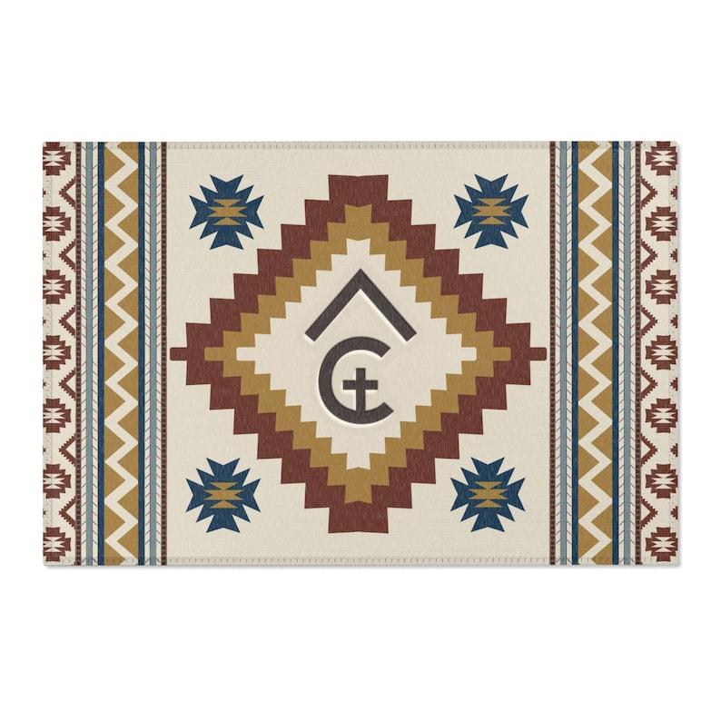 Branded Cattle Rug CUSTOM CATTLE BRAND Aztec Southwestern Style Rustic Ranch Boho Home ...
