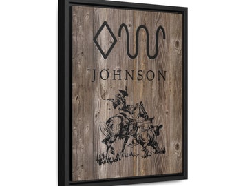 CUSTOM CATTLE BRAND Wood Framed Canvas Wraps Rustic Western Personalized Wall Decor Ranch Decorations Western Wedding Present Gift Idea