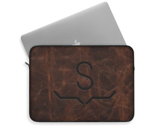 CUSTOM CATTLE BRAND Printed Leather Pattern Padded Laptop Sleeve Personalized Western Computer Case Rustic Laptop Computer Protective Cover