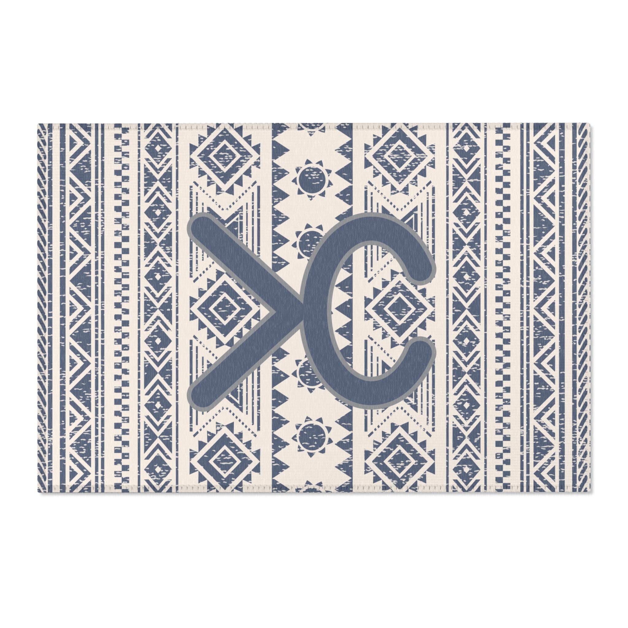 Branded Cattle Rug CUSTOM CATTLE BRAND White and Blue Navajo Area Rug Personalized ...