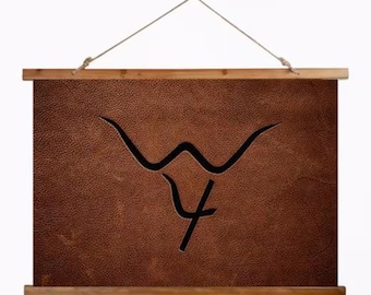 CUSTOM CATTLE BRAND Wood Topped Wall Tapestry Western Wall Decor Livestock Branding Iron Artwork Boho Rustic Cowboy Decor Ranch Lodge Decor