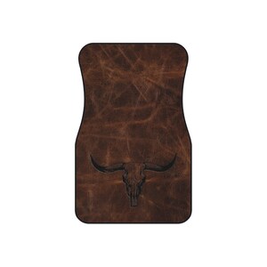 Longhorn Skull Set of 4 Universal Car Mats Rustic Western Truck Accessories Front and Back Four Door Floor Mats Cowboy Gift Idea for Pick Up image 5