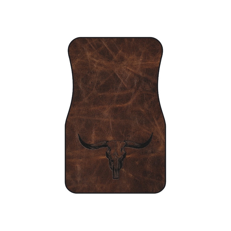 Longhorn Skull Set of 4 Universal Car Mats Rustic Western Truck Accessories Front and Back Four Door Floor Mats Cowboy Gift Idea for Pick Up image 5