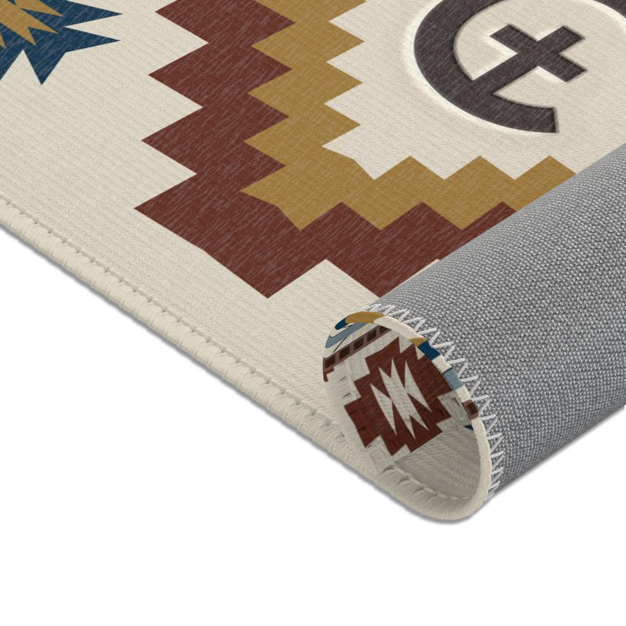 Branded Cattle Rug CUSTOM CATTLE BRAND Aztec Southwestern Style Rustic Ranch Boho Home ...