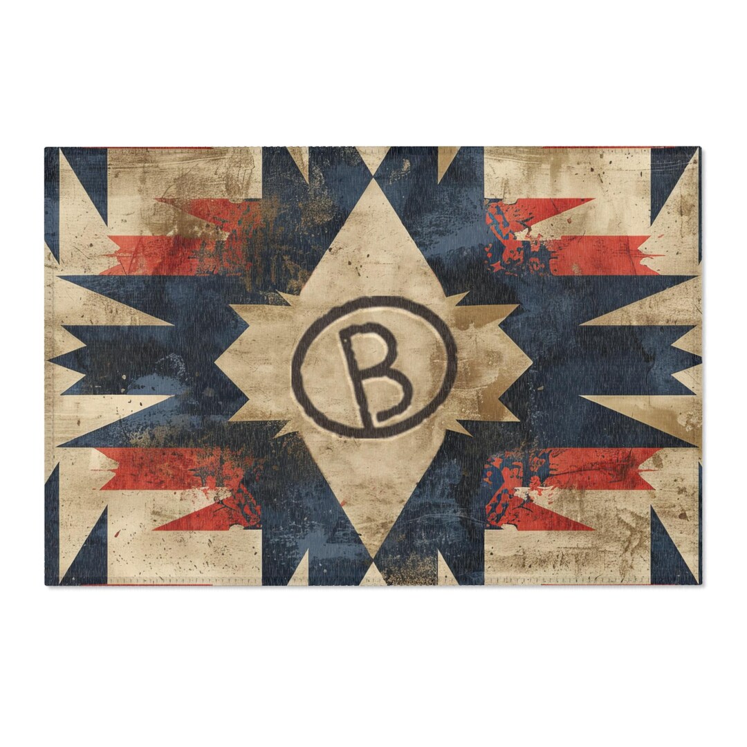 Branded Cattle Rug CUSTOM CATTLE BRAND Red and Blue Distressed Brand Area Rug Personalized ...