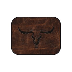 Longhorn Skull Set of 4 Universal Car Mats Rustic Western Truck Accessories Front and Back Four Door Floor Mats Cowboy Gift Idea for Pick Up image 6