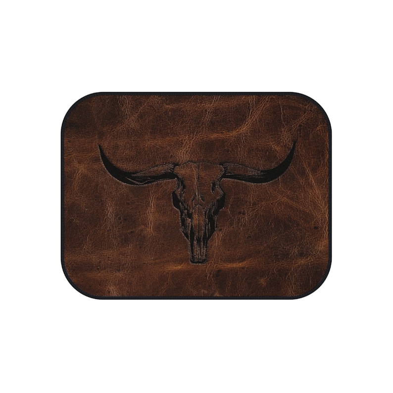 Longhorn Skull Set of 4 Universal Car Mats Rustic Western Truck Accessories Front and Back Four Door Floor Mats Cowboy Gift Idea for Pick Up image 6